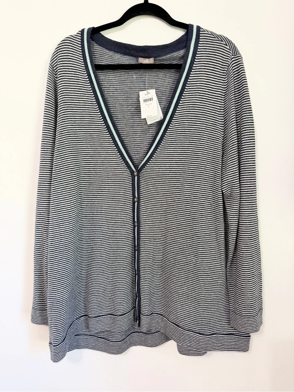 J.Jill stripes cardigan wool blend size large NWT